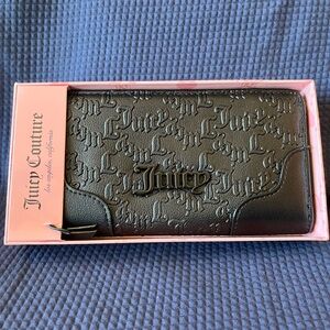 Juicy Couture Black Embossed Key & Card Holder NWT
